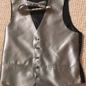 Vest and bow tie. Cheaper than a rental!
